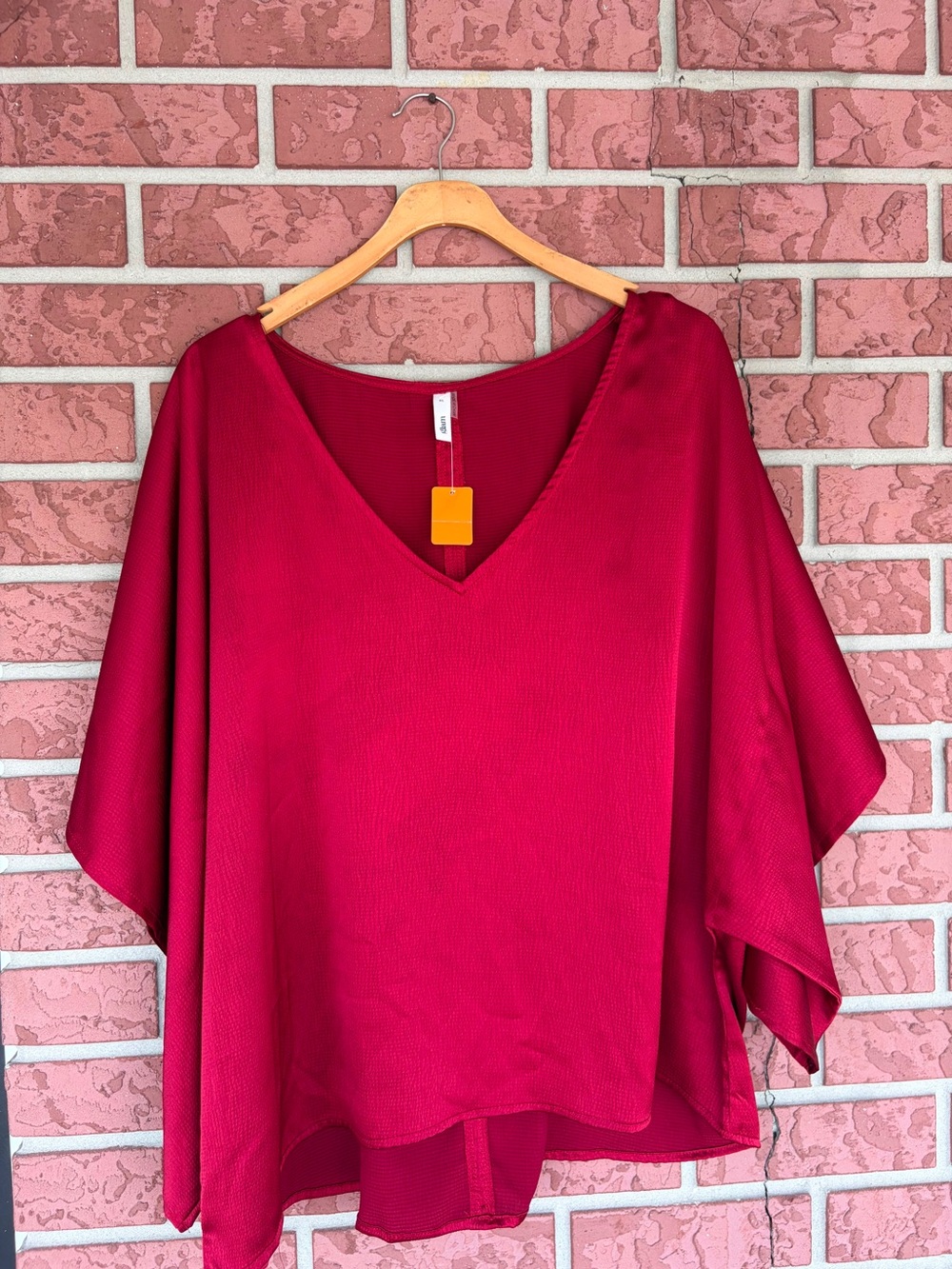 glam Deep Pink V-Neck Flowing Poncho Blouse